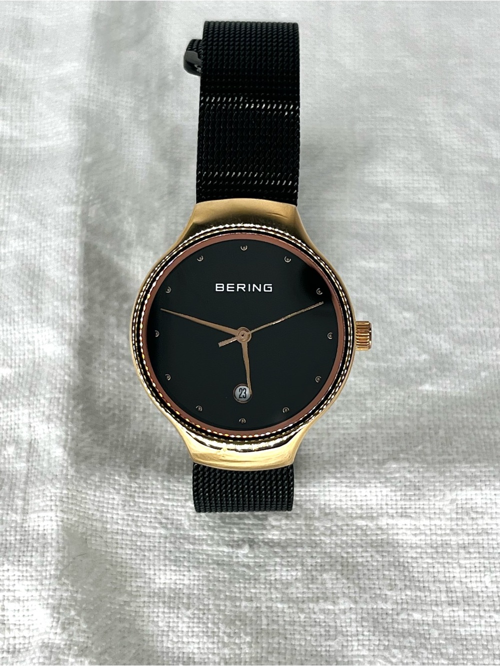 BERING Women’s Watch – Black & Gold – Sapphire Crystal – Mesh Band